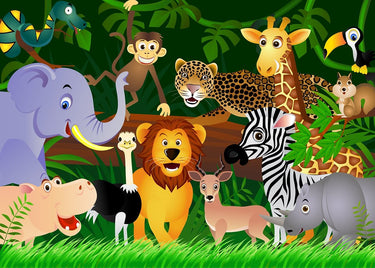 Diamond Painting Jungle dieren met Ronde steentjes 100x70cm - Beste Kwaliteit